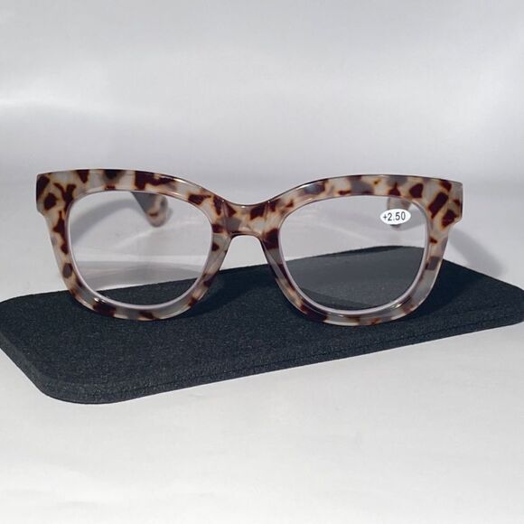 1143 Mona Reading Glasses 2.50 Sq Eyeglasses Pink and Black Tortoise Frames NWT - Picture 2 of 9